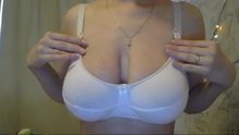 Camgirl Opens Bra and Shows Her Saggy Milk Filled Breasts