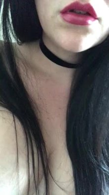 Red lips, breasts and choker .... gif