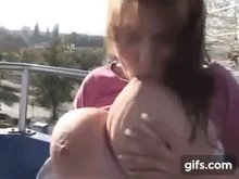 Milena Velba almost caught sucking her gigantic boobs on a ferris wheel