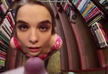 Cumming in a book store